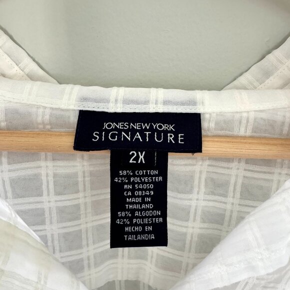 Jones New York Sheer Grid Button Up Shirt - Picture 9 of 11